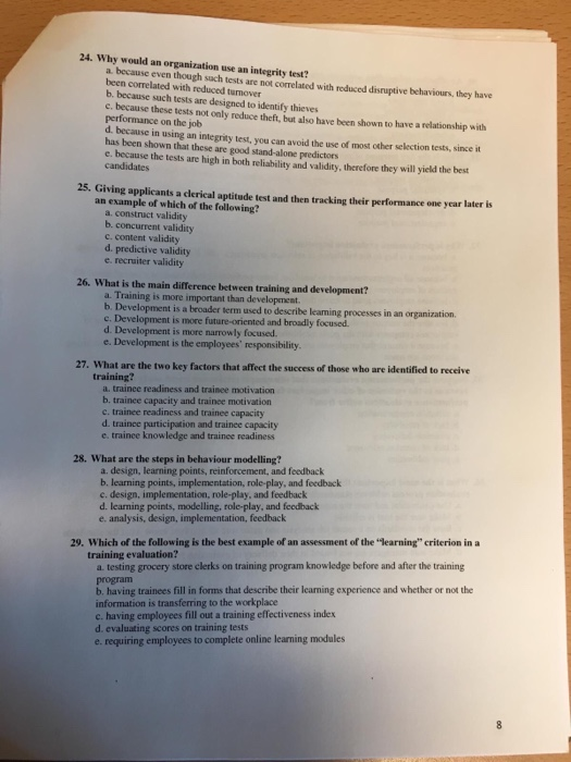 Solved 24. Why would an organization use an integrity test? | Chegg.com