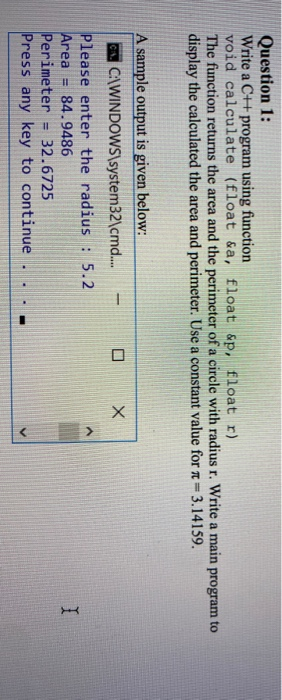 Solved Question 1: Write a CH program using function void | Chegg.com