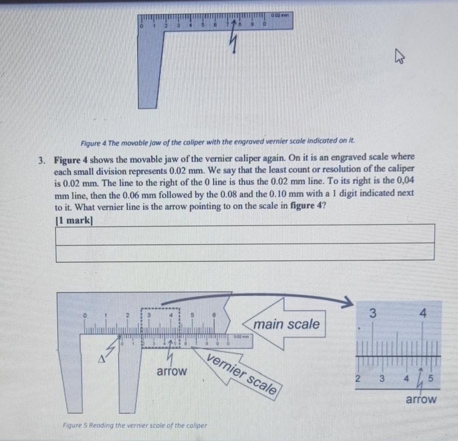 Solved OW и Figure 4 The movable Jaw of the caliper with the | Chegg.com