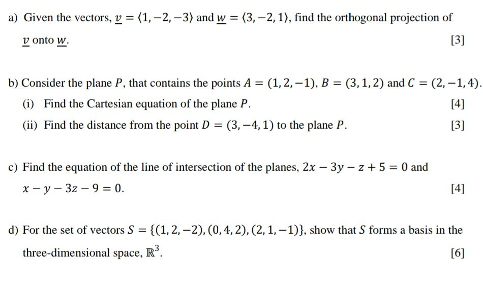 Solved B) Consider The Plane P, That Contains The Points A = | Chegg.com