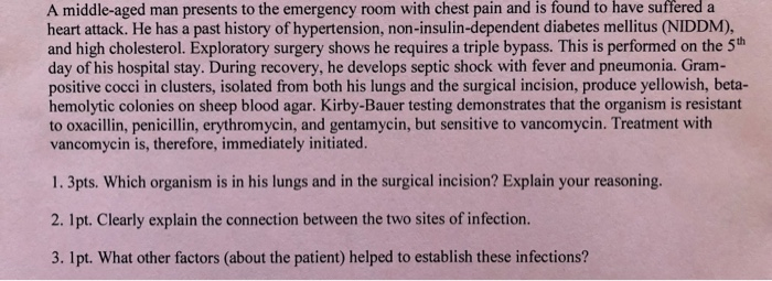 Solved A middle-aged man presents to the emergency room with | Chegg.com
