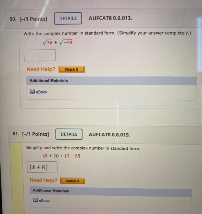 write as a complex number in standard form abcd