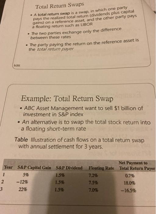Solved Total Return Swaps • A total return swap is a swap,