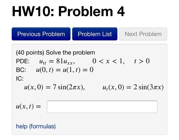 Solved HW10: Problem 4 Previous Problem Problem List Next | Chegg.com