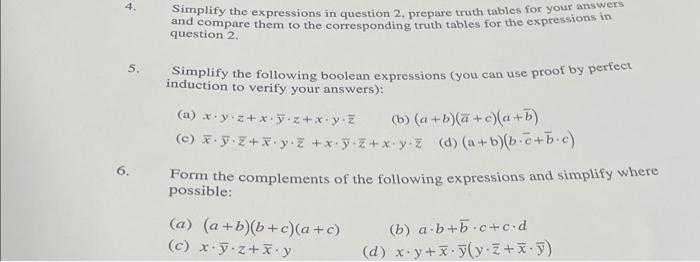 Solved Please Answer These Boolean Algebra Questions 1 And 2 | Chegg.com