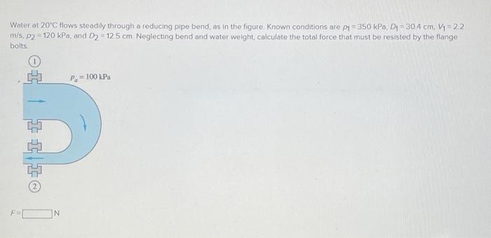 Solved Water ot 20∘C flows steadily through a reducing pipe | Chegg.com