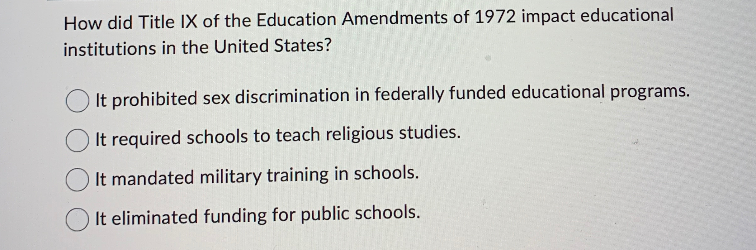 Solved How did Title IX of the Education Amendments of 1972 | Chegg.com