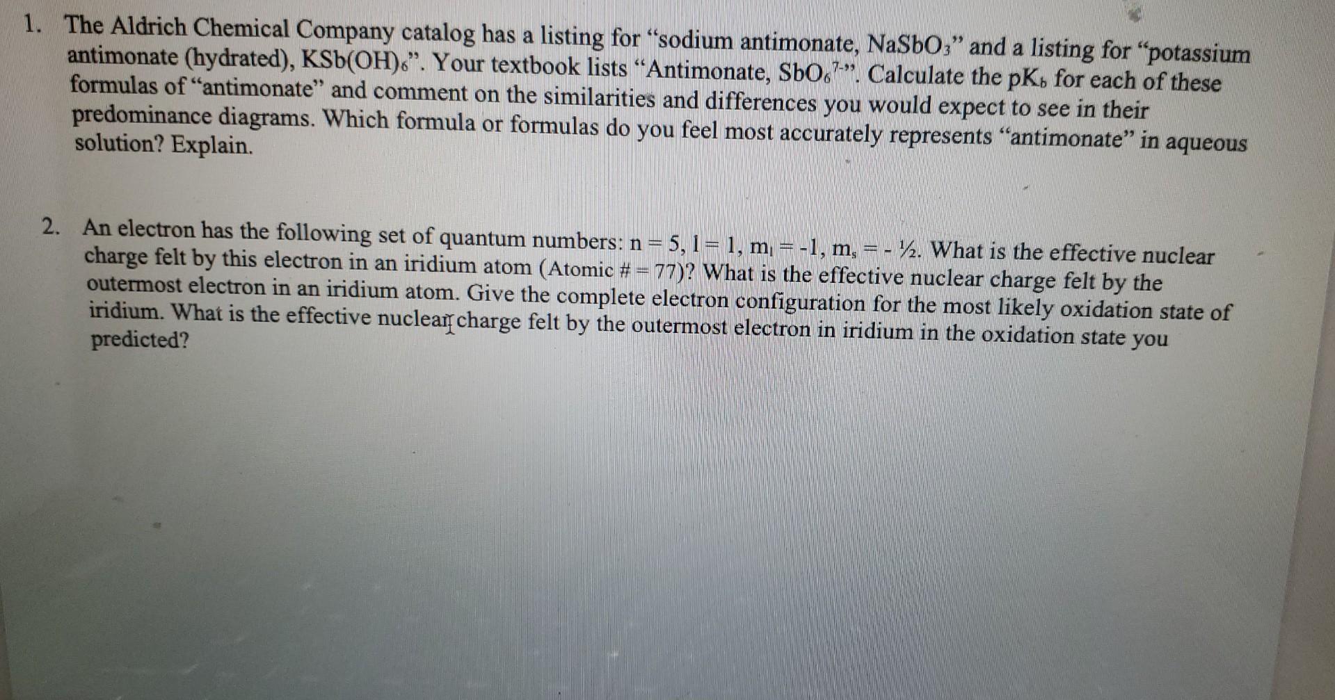 Solved The Aldrich Chemical Company catalog has a listing