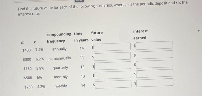 Solved Find the future value for each of the following | Chegg.com