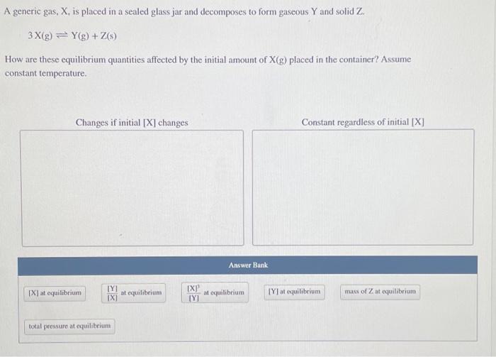 Solved A Generic Gas, X, Is Placed In A Sealed Glass Jar And 