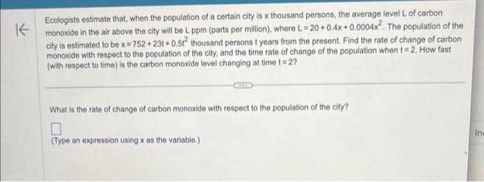 Solved Ecologists Estimate That, When The Population Of A | Chegg.com