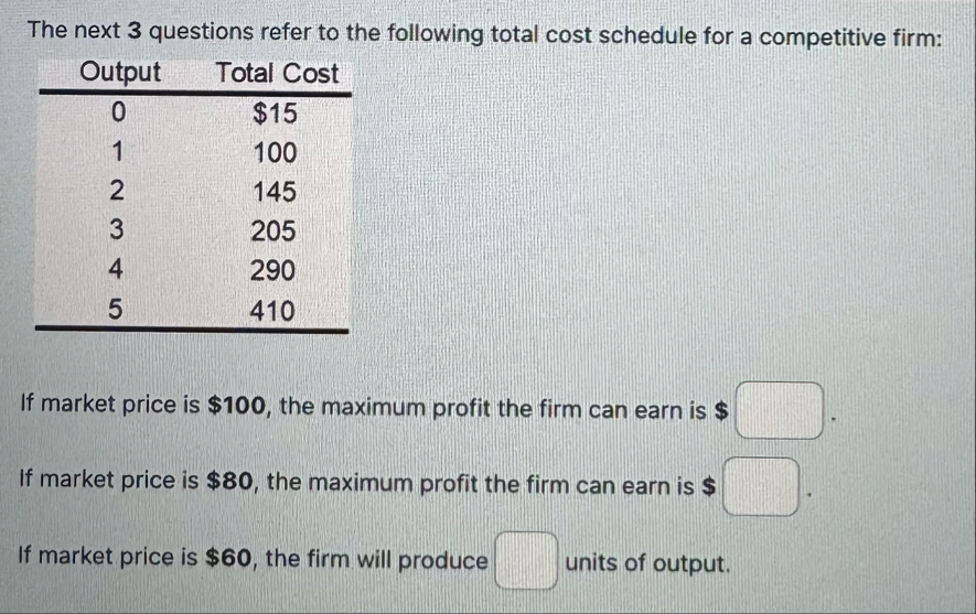 Solved The next 3 ﻿questions refer to the following total | Chegg.com