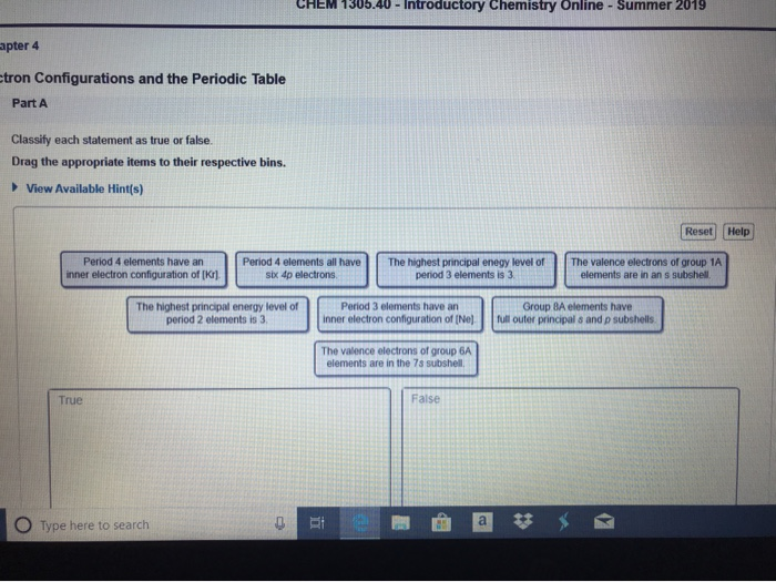 Solved Chem 1305 40 Introductory Chemistry Online Summer