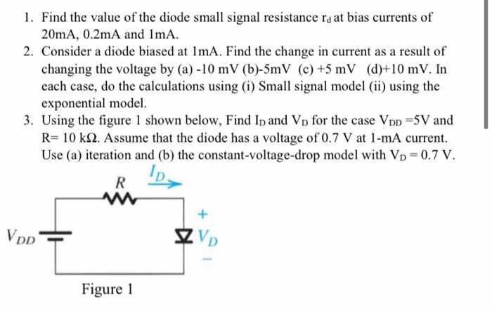 Solved 1. Find the value of the diode small signal | Chegg.com