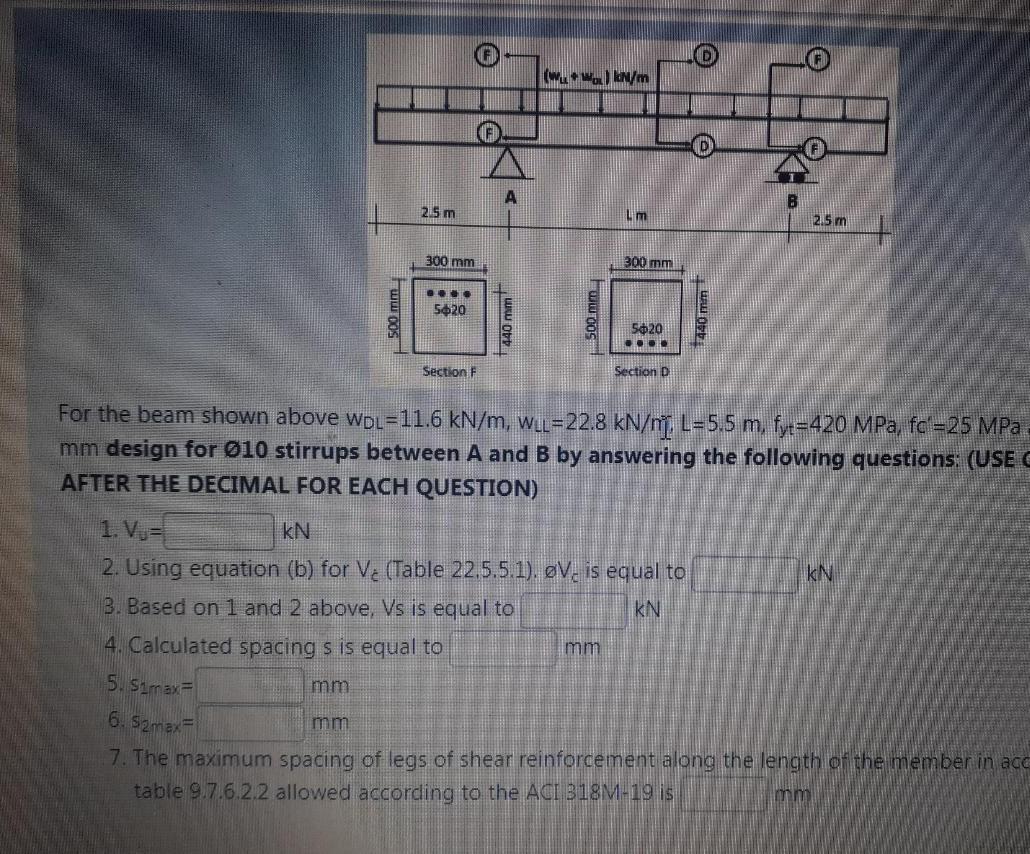 Solved (wo) N/m 2.5 m um 2.5 m 300 mm 300 mm ... 500 mm 5820 | Chegg.com
