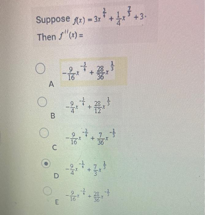 Solved F X 3x4−2x2 3x F′′ X F′′ X −x21 −x−33 21x−23