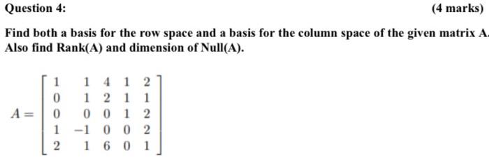 Solved Find both a basis for the row space and a basis for | Chegg.com