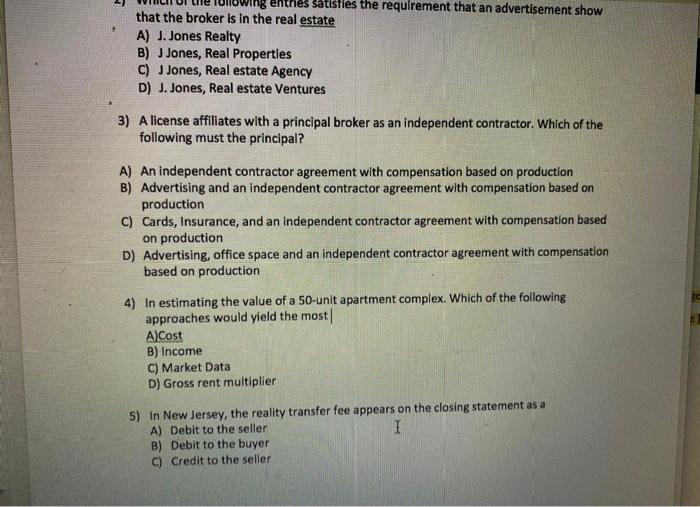 Solved 16) Under New Jersey Real Estate commission rules, a