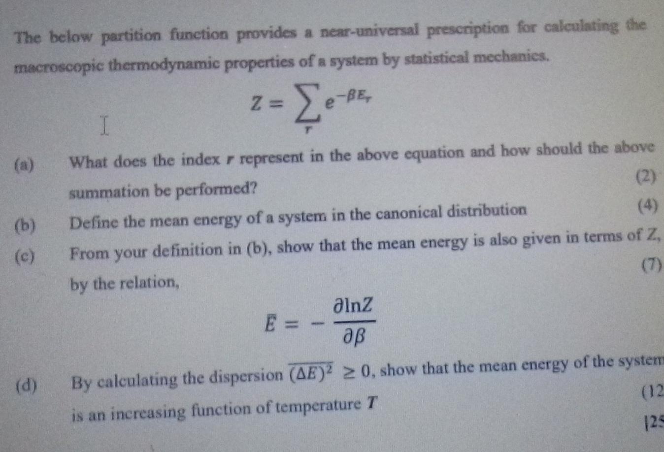 Solved The below partition function provides a | Chegg.com