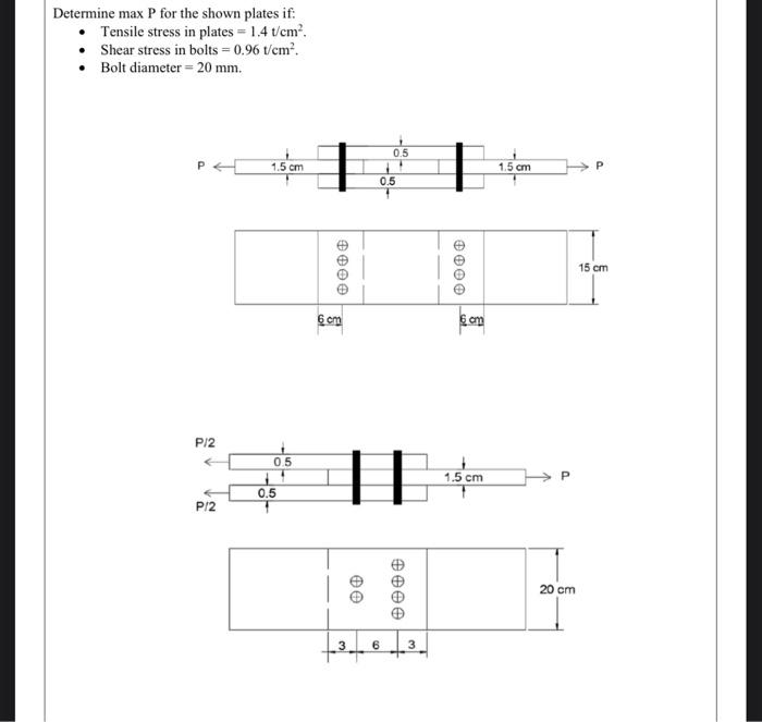Solved Determine max P for the shown plates if: - Tensile | Chegg.com