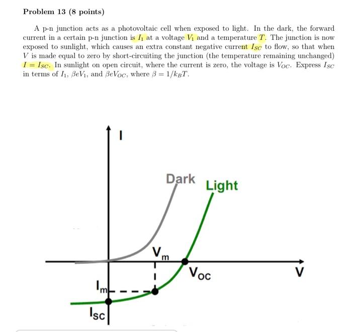 Solved Problem 13 (8 points) A p-n junction acts as a | Chegg.com