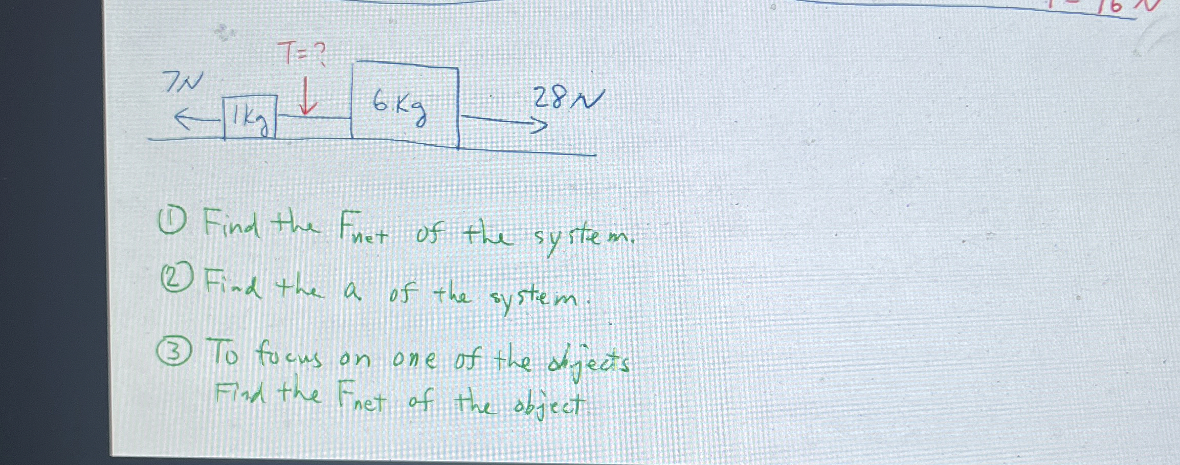 Solved Find the Fnet ﻿of the system.Find the a of the | Chegg.com