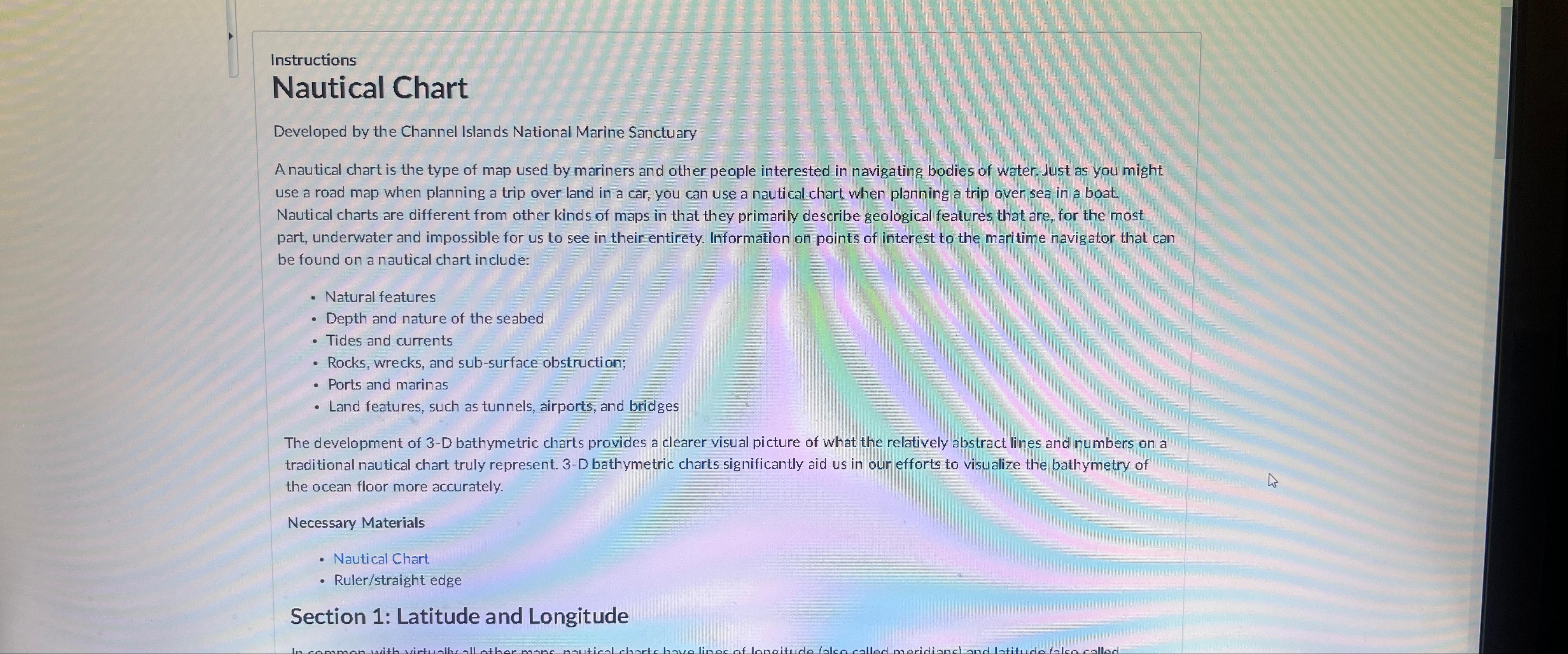 Solved InstructionsNautical ChartDeveloped by the Channel | Chegg.com