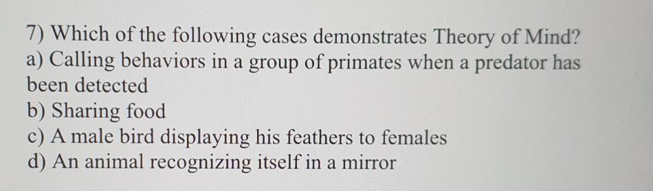 Solved 7) Which of the following cases demonstrates Theory | Chegg.com