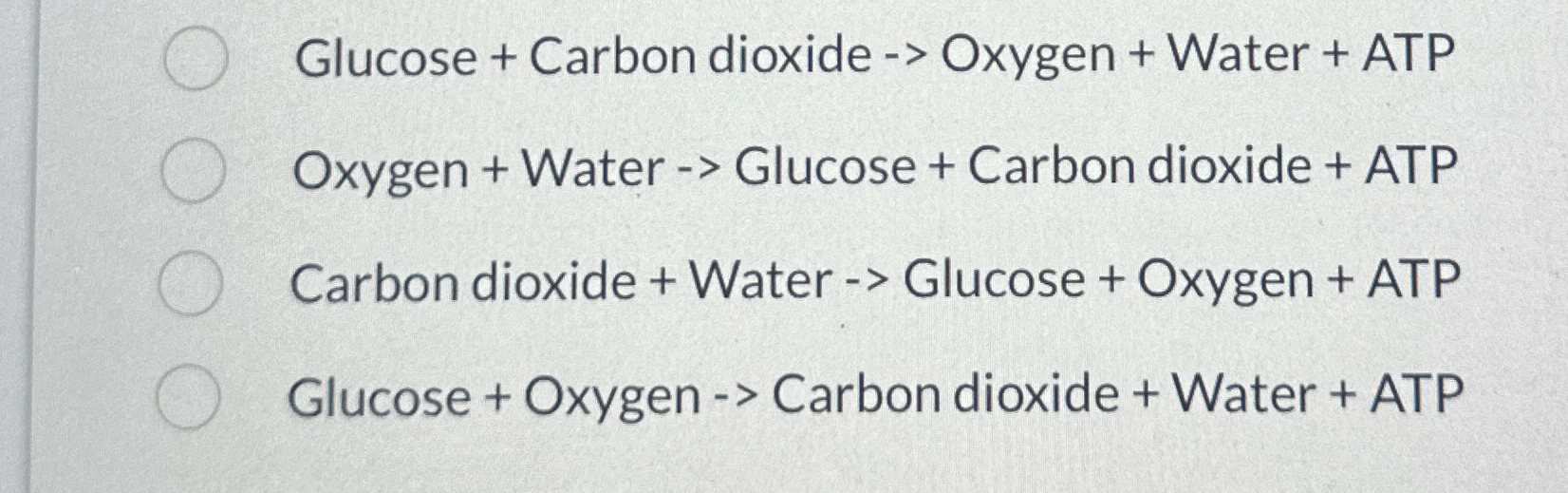 Solved Glucose + ﻿Carbon dioxide -> ﻿Oxygen + ﻿Water + | Chegg.com