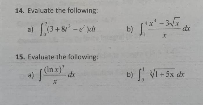 Solved i dont understand these last 4 integrals, do you work | Chegg.com