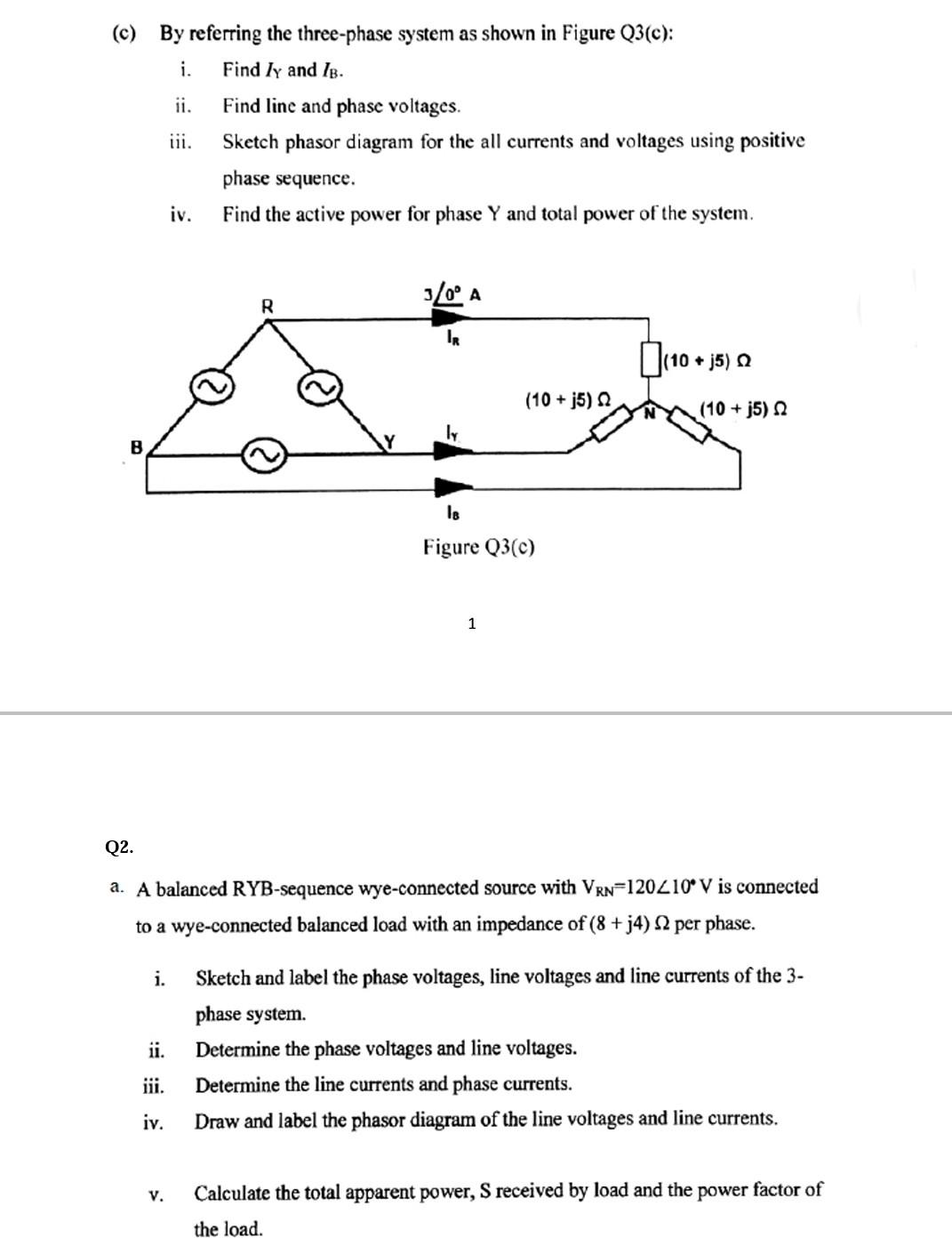 Solved (c) By referring the three-phase system as shown in | Chegg.com