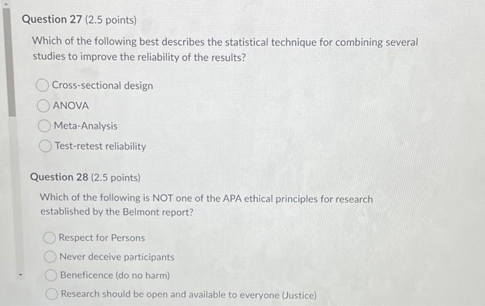 Solved Question 27 (2.5 points) Which of the following best | Chegg.com