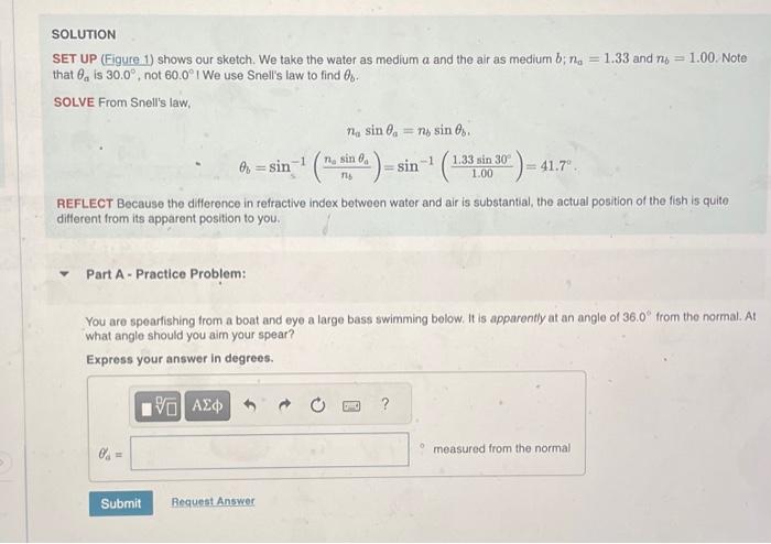 Solved In This Example, We Will Apply Snell's Law To The | Chegg.com