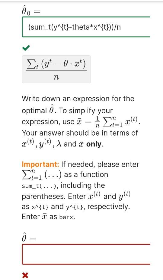 Al Ao 2 Sum T X T Y T Theta X T The 2 Xt Chegg Com
