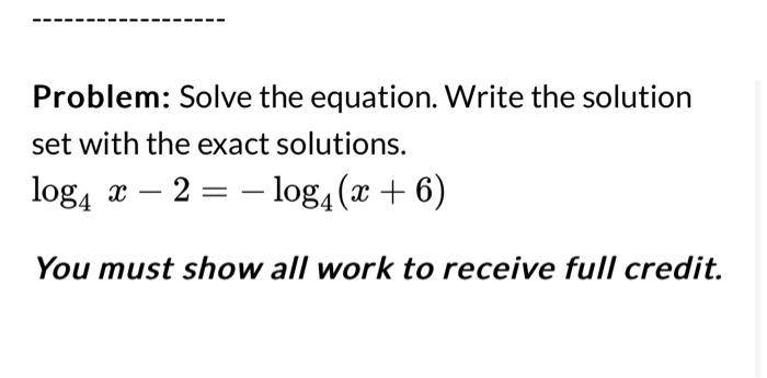 Solved Problem: Solve the equation. Write the solution set | Chegg.com