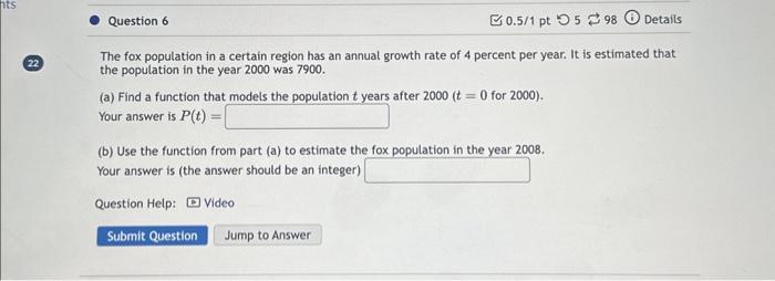 Solved The fox population in a certain region has an annual | Chegg.com