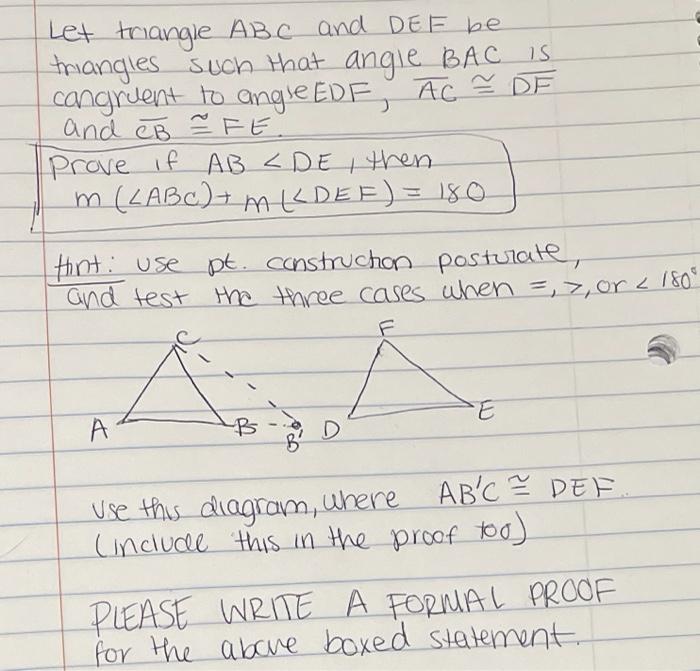 Solved Let triangle ABC and DEF be triangles such that angle | Chegg.com