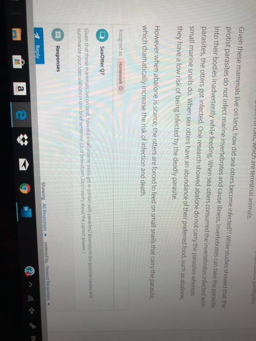 Solved LJUals, which are terrestrial animals. possums | Chegg.com