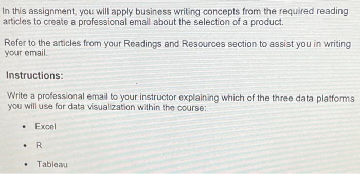 Solved In this assignment, you will apply business writing | Chegg.com