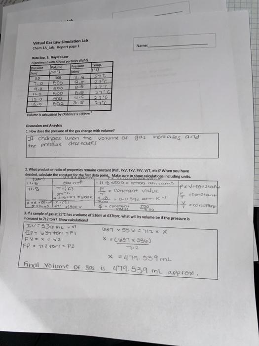 Solved Virtual Gas Law Simulation Lab Chem 1A Lab: Report | Chegg.com