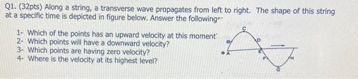 Solved Q1. (32pts) Along a string, a transverse wave | Chegg.com