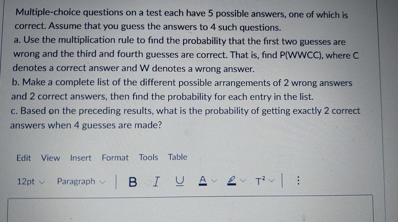 Solved Multiple-choice questions on a test each have 5 | Chegg.com