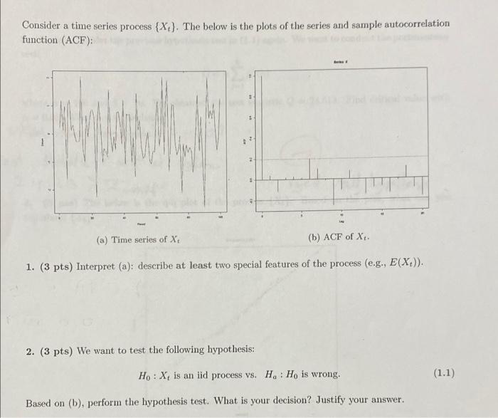 Consider a time series process {X}. The below is the | Chegg.com
