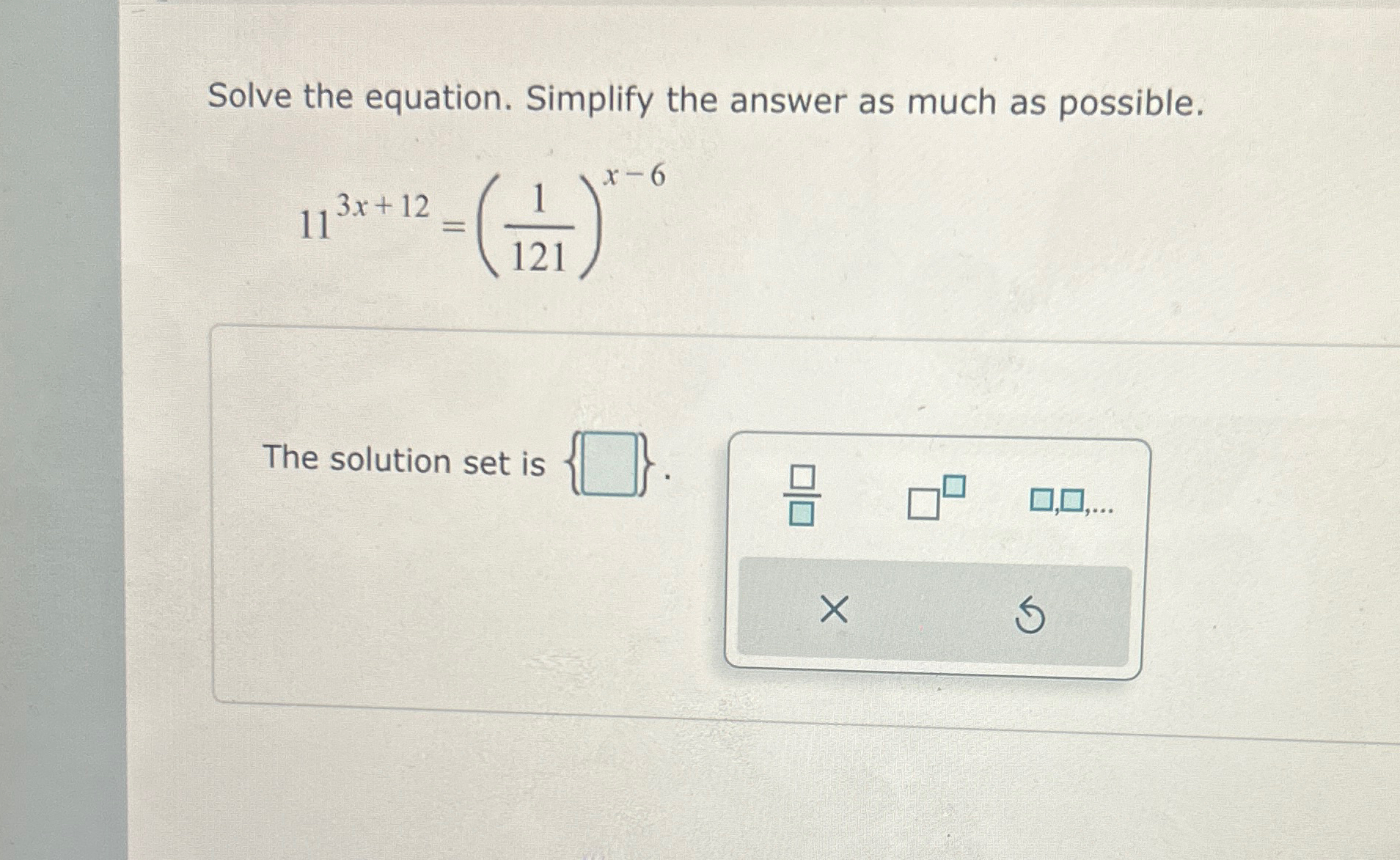 Solved Solve the equation. Simplify the answer as much as | Chegg.com