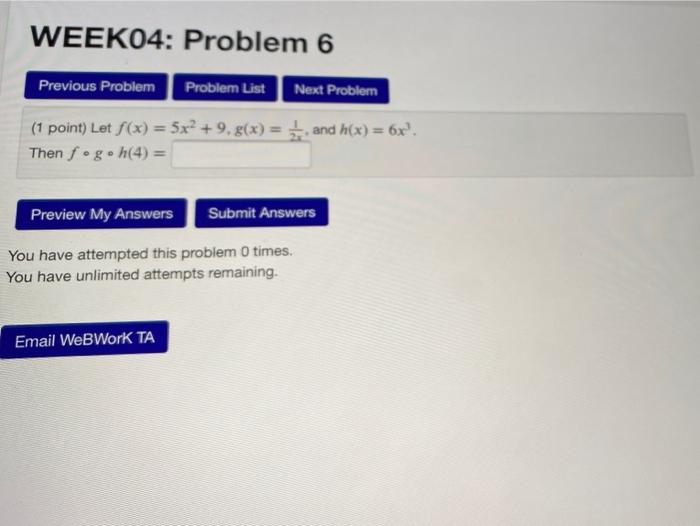 Solved WEEK04: Problem 5 Previous Problem Problem List Next | Chegg.com