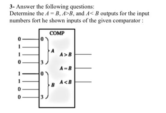 Solved 3- Answer the following questions: Determine the A=B, | Chegg.com