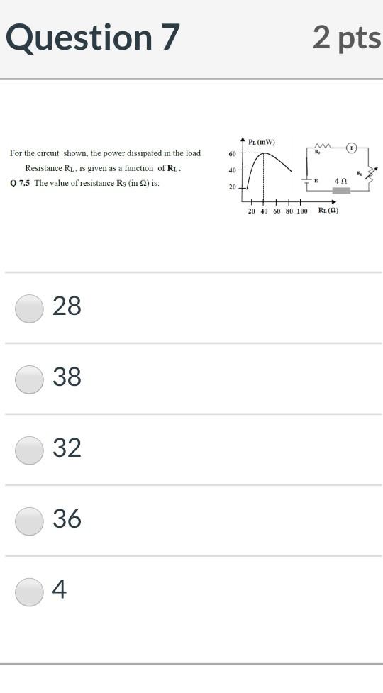 Solved Question 7 2 pts + AW For those the power dissipated | Chegg.com