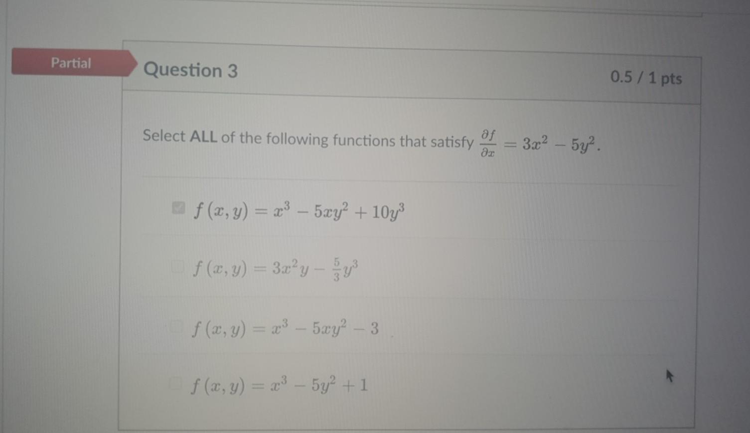 Solved Partial Question 3 0.5 / 1 pts af Select ALL of the | Chegg.com