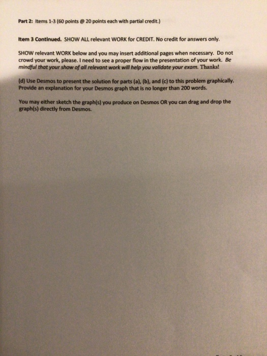 Solved Part 2: Items 1-3 (60 points @ 20 points each with | Chegg.com