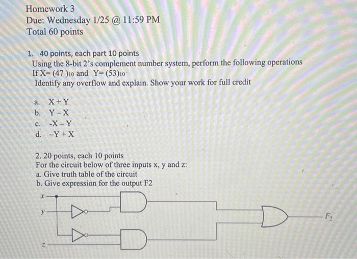 Solved Homework 3 Due:Wednesday1/25@11:59 PM Total 60 points | Chegg.com